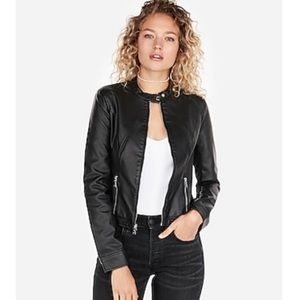 Express Faux Leather Double Peplum Jacket